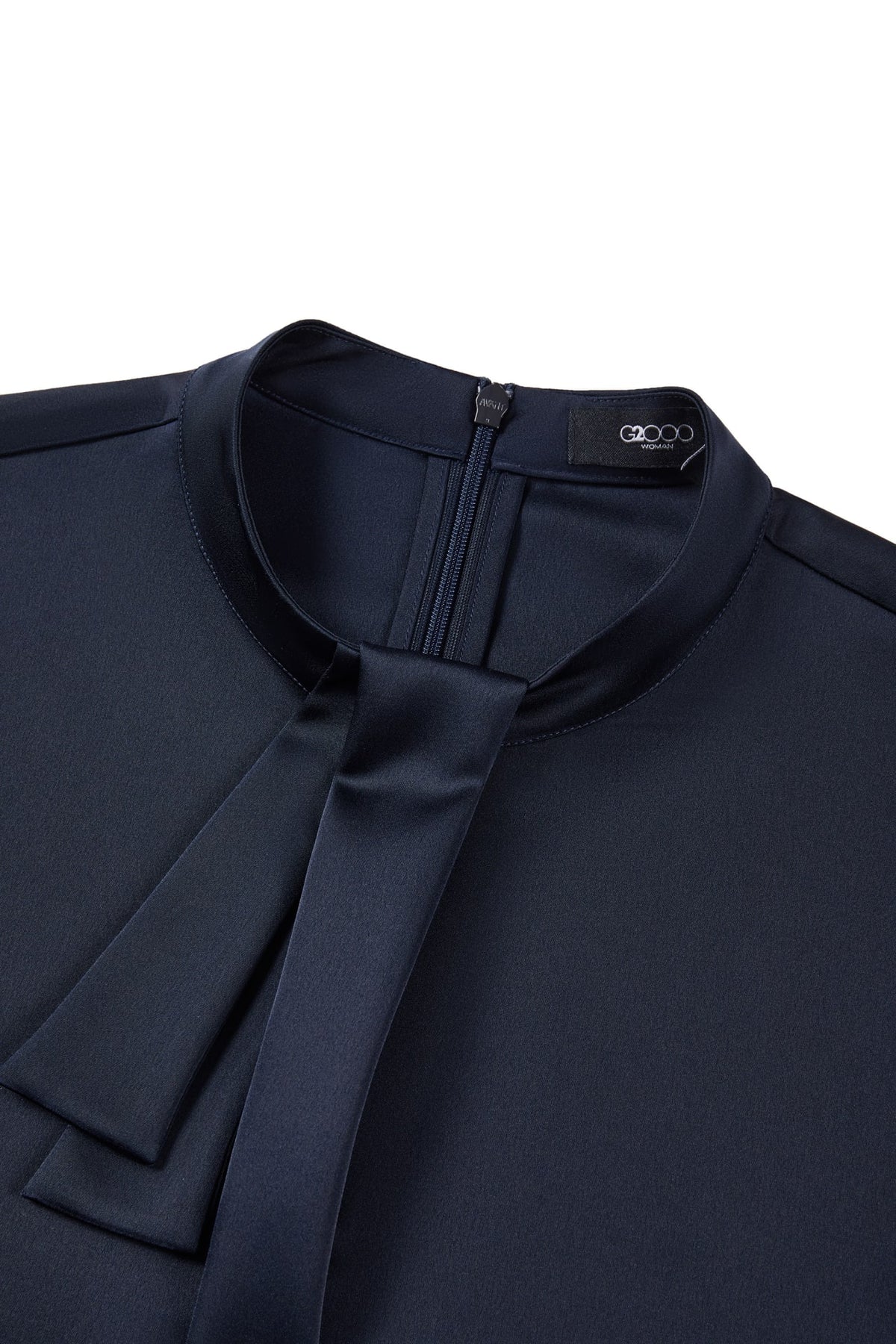 Poly Satin Regular Fit Stand Collar Blouse