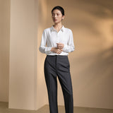 Poly Crepe Crinkle Regular Fit Shirt Collar Blouse