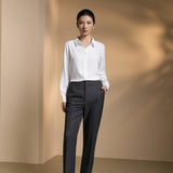 Poly Crepe Crinkle Regular Fit Shirt Collar Blouse