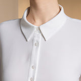 Poly Crepe Crinkle Regular Fit Shirt Collar Blouse