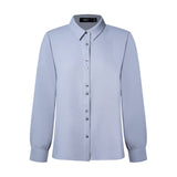 Poly Crepe Crinkle Regular Fit Shirt Collar Blouse