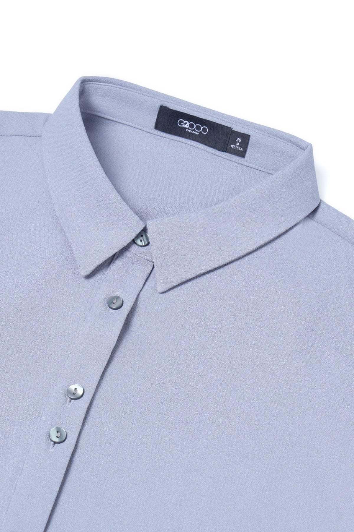 Poly Crepe Crinkle Regular Fit Shirt Collar Blouse