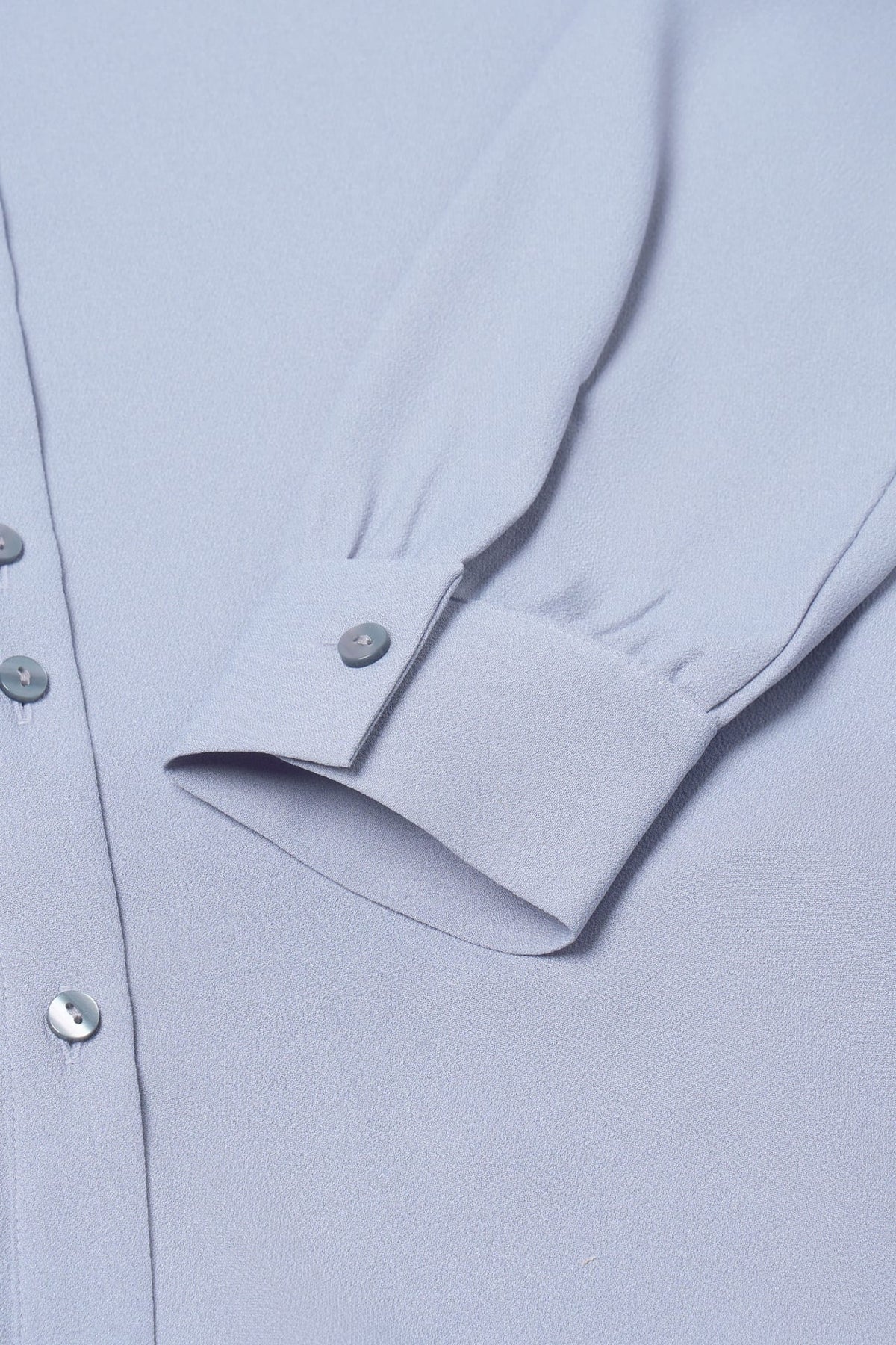 Poly Crepe Crinkle Regular Fit Shirt Collar Blouse
