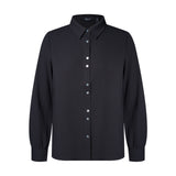 Poly Crepe Crinkle Regular Fit Shirt Collar Blouse