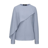 Poly Crepe Crinkle Regular Fit Asymmetrical Collar Blouse