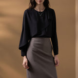 Poly Crepe Crinkle Regular Fit Asymmetrical Collar Blouse