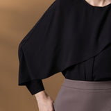 Poly Crepe Crinkle Regular Fit Asymmetrical Collar Blouse