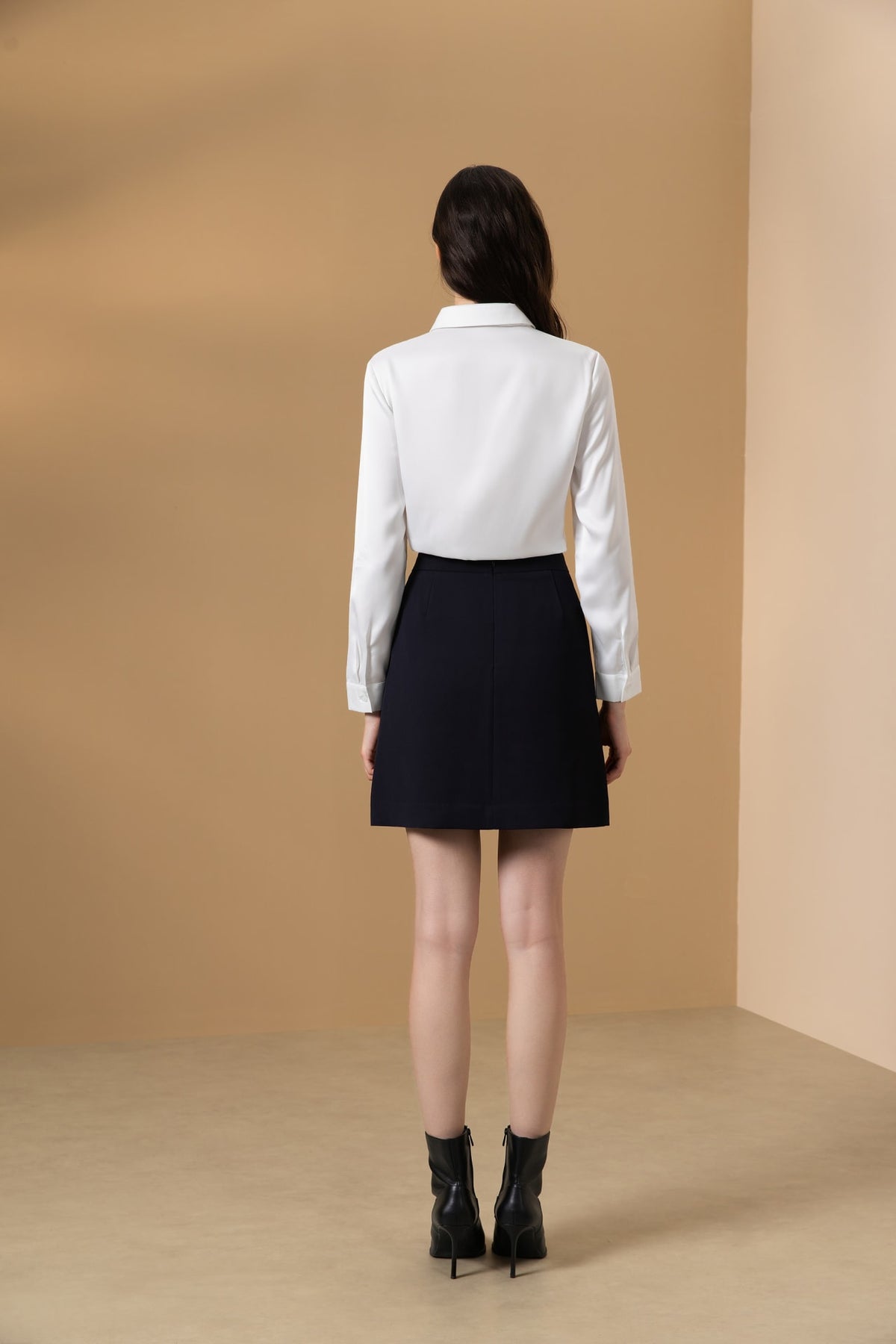 Poly Fine Twill Regular Fit Shirt Collar Blouse with Detachable Organza Bow