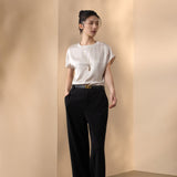 Poly Satin Regular Fit Round Neck Short Sleeve Blouse