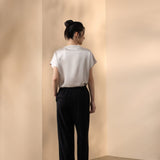 Poly Satin Regular Fit Round Neck Short Sleeve Blouse