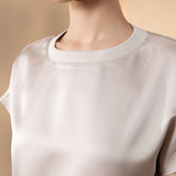 Poly Satin Regular Fit Round Neck Short Sleeve Blouse