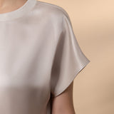 Poly Satin Regular Fit Round Neck Short Sleeve Blouse