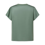 Poly Satin Regular Fit Round Neck Short Sleeve Blouse