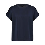 Poly Satin Regular Fit Round Neck Short Sleeve Blouse