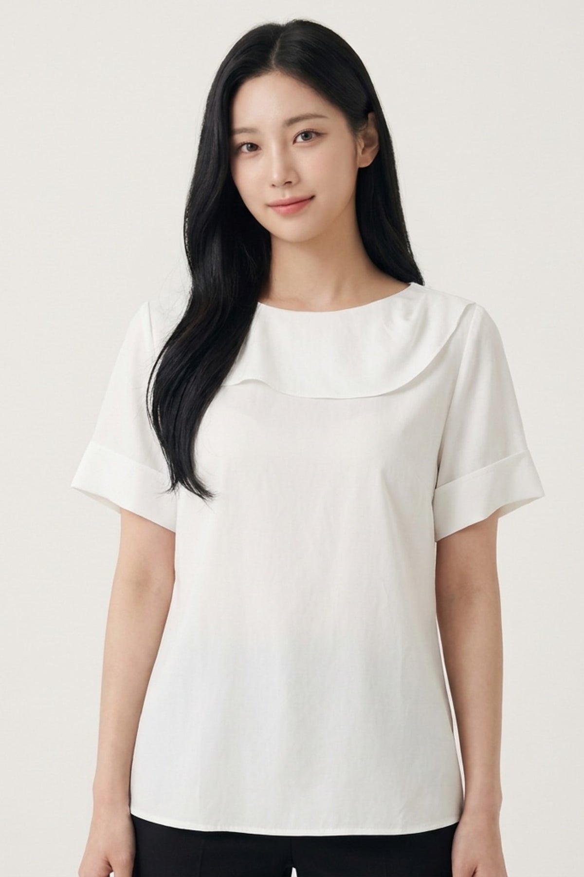 G2000 - Blouses - Lyocell Twill Regular Fit Drape Collar Short Sleeve Blouse - Star White - Regular