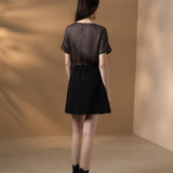 Lyocell Twill Regular Fit Drape Collar Short Sleeve Blouse