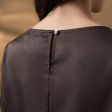 Lyocell Twill Regular Fit Drape Collar Short Sleeve Blouse