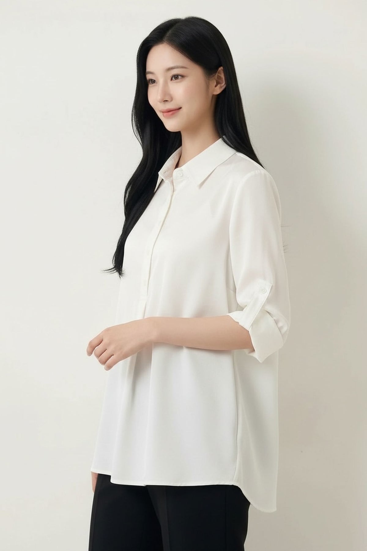 G2000 - Blouses - Poly Matte Satin Relax Fit Shirt Collar Short Sleeve Blouse