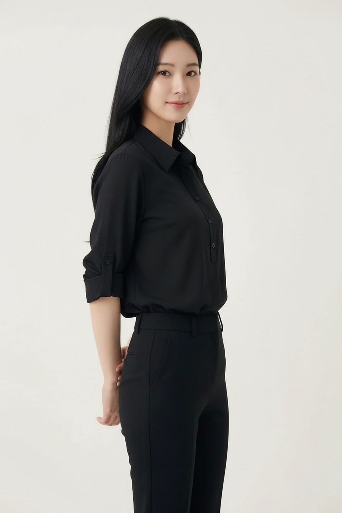 G2000 - Blouses - Poly Matte Satin Relax Fit Shirt Collar Short Sleeve Blouse