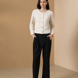 Poly Nylon Sweater Knit Relax Fit Round Neck Top