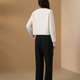 Poly Nylon Sweater Knit Relax Fit Round Neck Top