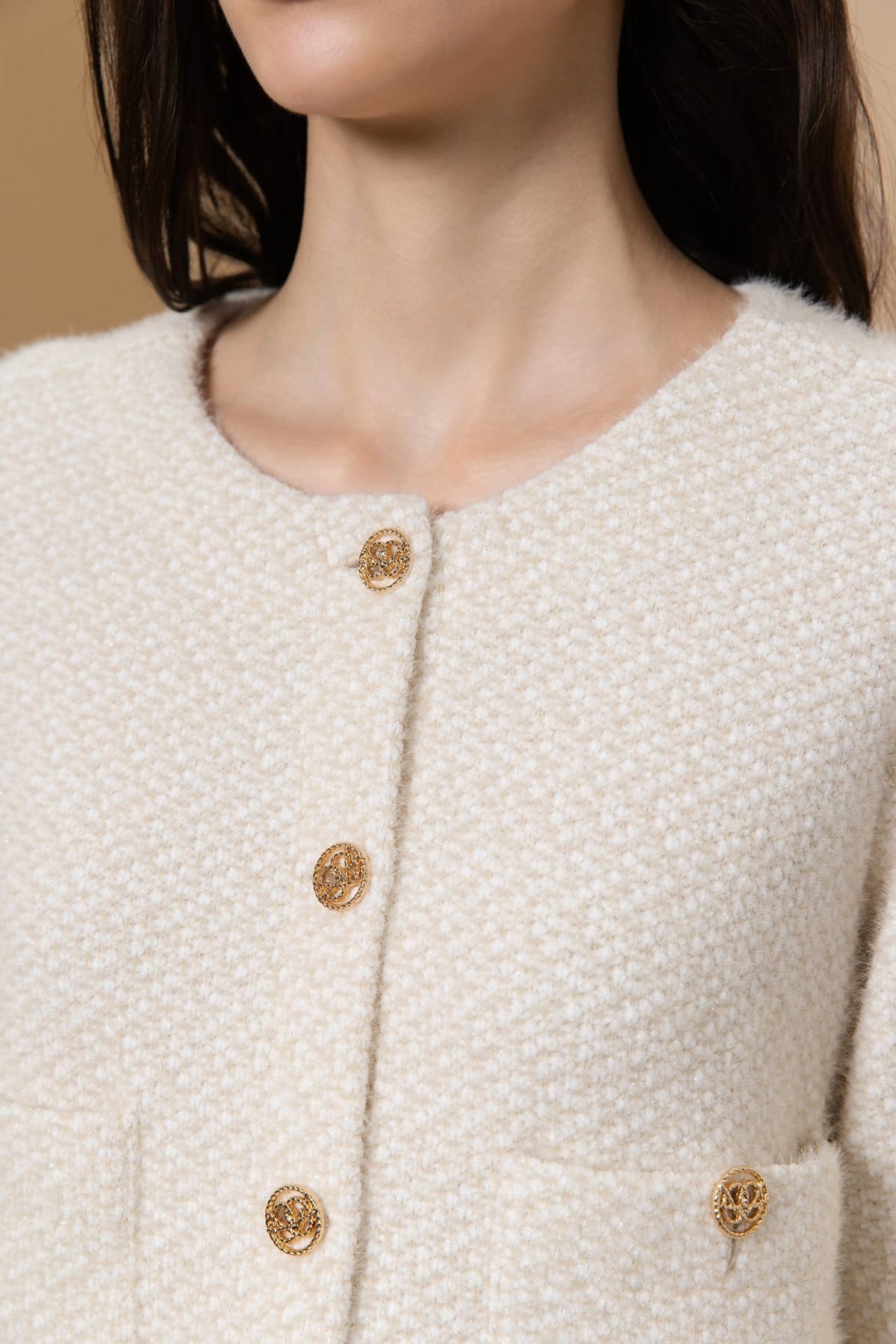 Poly Nylon Sweater Knit Relax Fit Round Neck Top