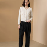 Poly Nylon Sweater Knit Relax Fit Round Neck Top