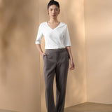 Cotton Blend Double Jersey Regular Fit V-Neck Top