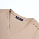 Cotton Blend Double Jersey Regular Fit V-Neck Top