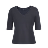 Cotton Blend Double Jersey Regular Fit V-Neck Top
