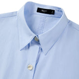 Cotton Chambray Relax Fit Shirt Collar Short Sleeve Blouse