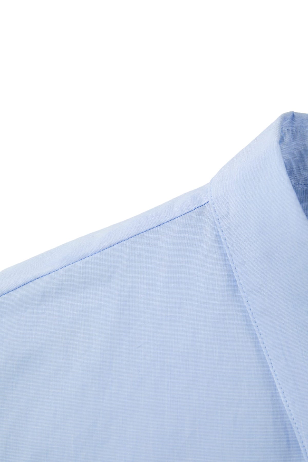 Cotton Chambray Relax Fit Shirt Collar Short Sleeve Blouse