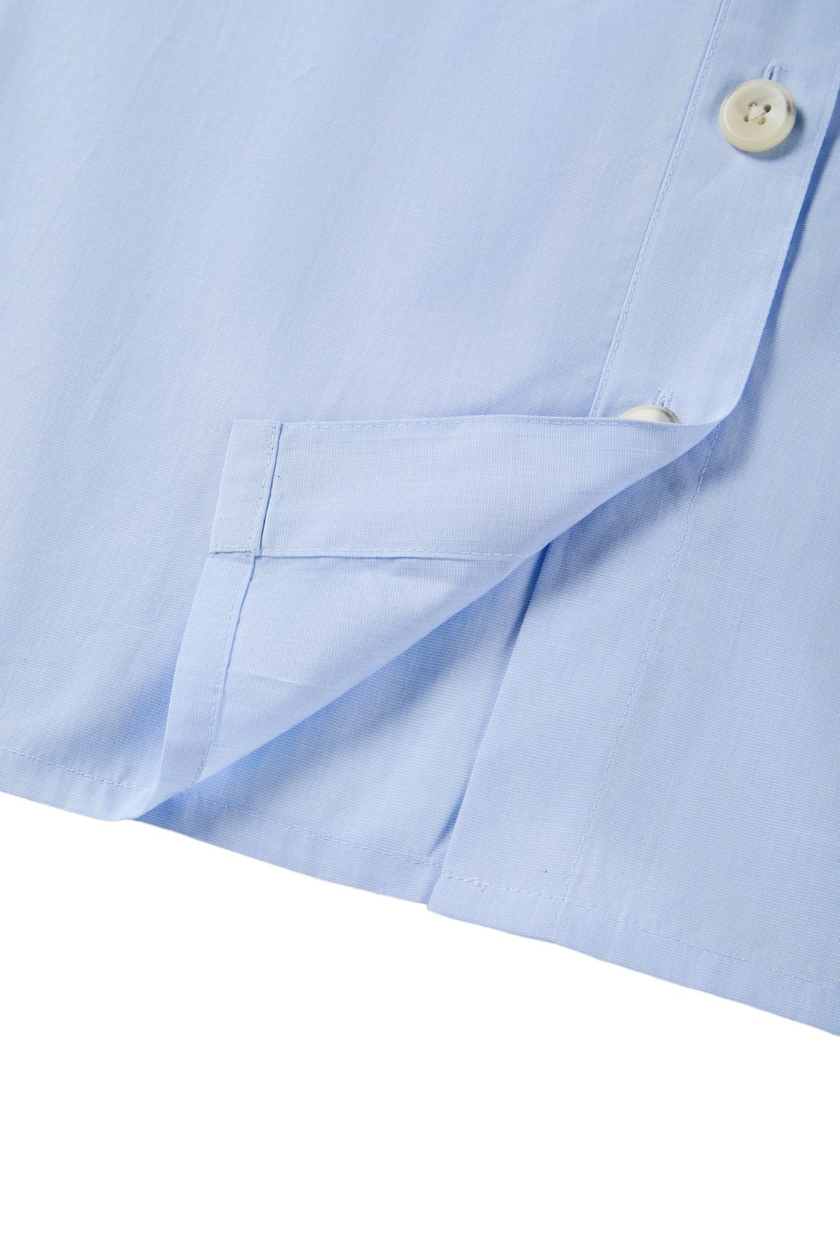 Cotton Chambray Relax Fit Shirt Collar Short Sleeve Blouse