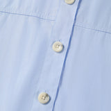 Cotton Chambray Relax Fit Shirt Collar Short Sleeve Blouse
