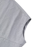 Cotton Chambray Relax Fit Shirt Collar Short Sleeve Blouse