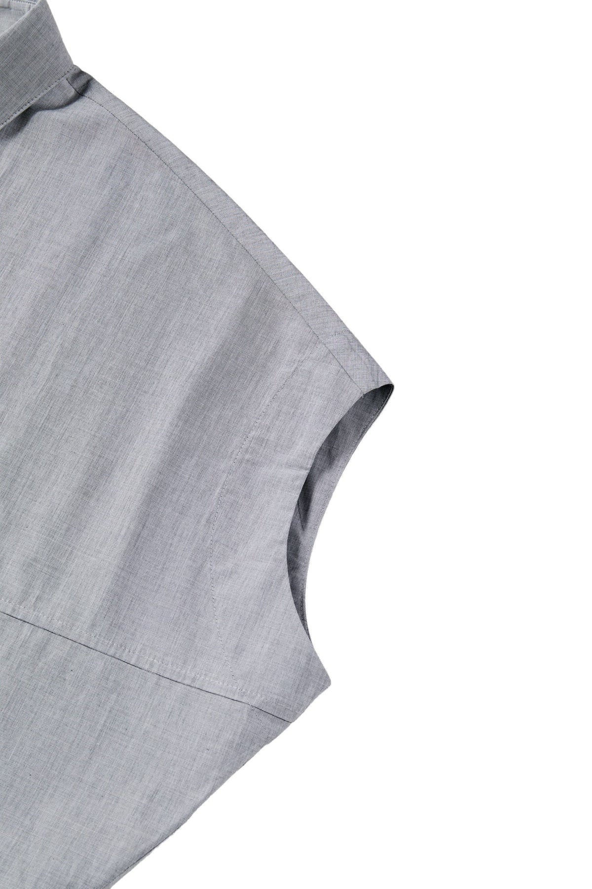 Cotton Chambray Relax Fit Shirt Collar Short Sleeve Blouse