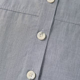 Cotton Chambray Relax Fit Shirt Collar Short Sleeve Blouse