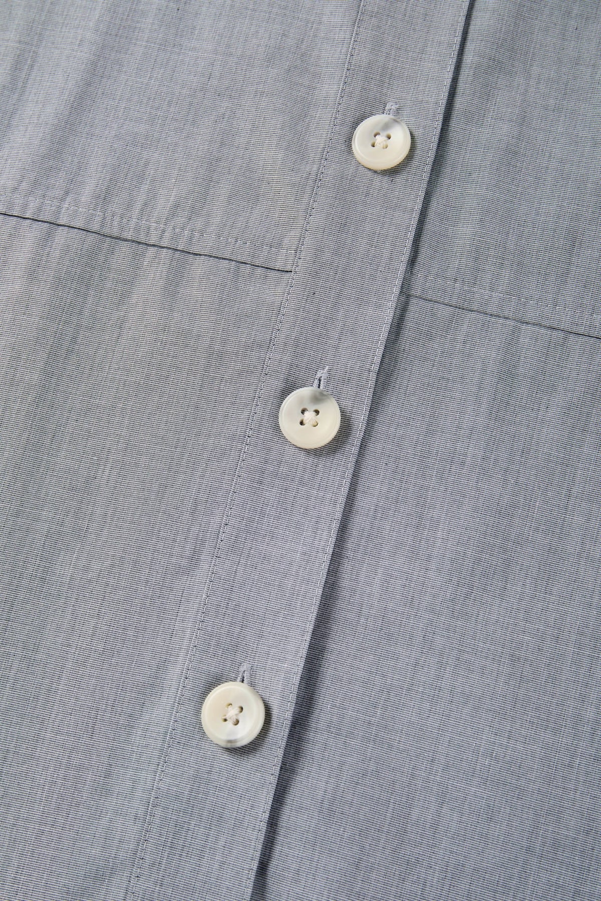 Cotton Chambray Relax Fit Shirt Collar Short Sleeve Blouse