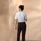 Nylon Blend Double Weave Regular Fit Round Neck Short Sleeve Blouse