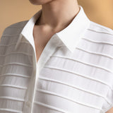 Poly Crepe Regular Fit Shirt Collar Short Sleeve Blouse