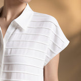 Poly Crepe Regular Fit Shirt Collar Short Sleeve Blouse