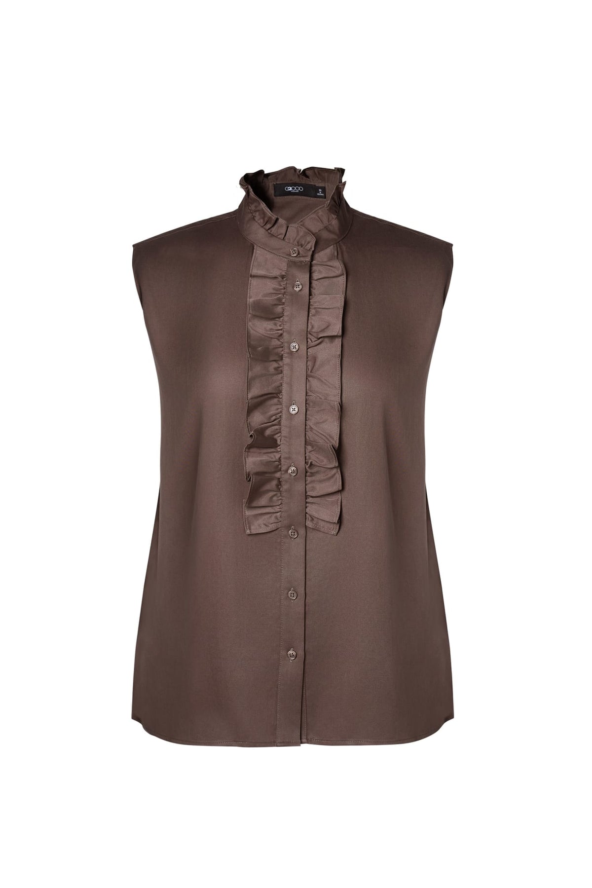 Lyocell Twill Regular Fit Stand Collar Sleeveless Blouse
