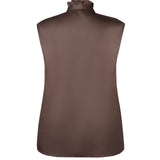 Lyocell Twill Regular Fit Stand Collar Short Sleeve Blouse