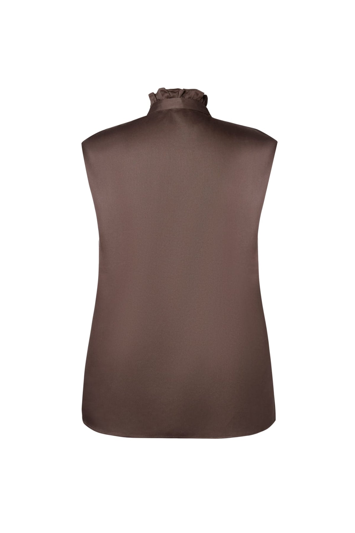 Lyocell Twill Regular Fit Stand Collar Sleeveless Blouse
