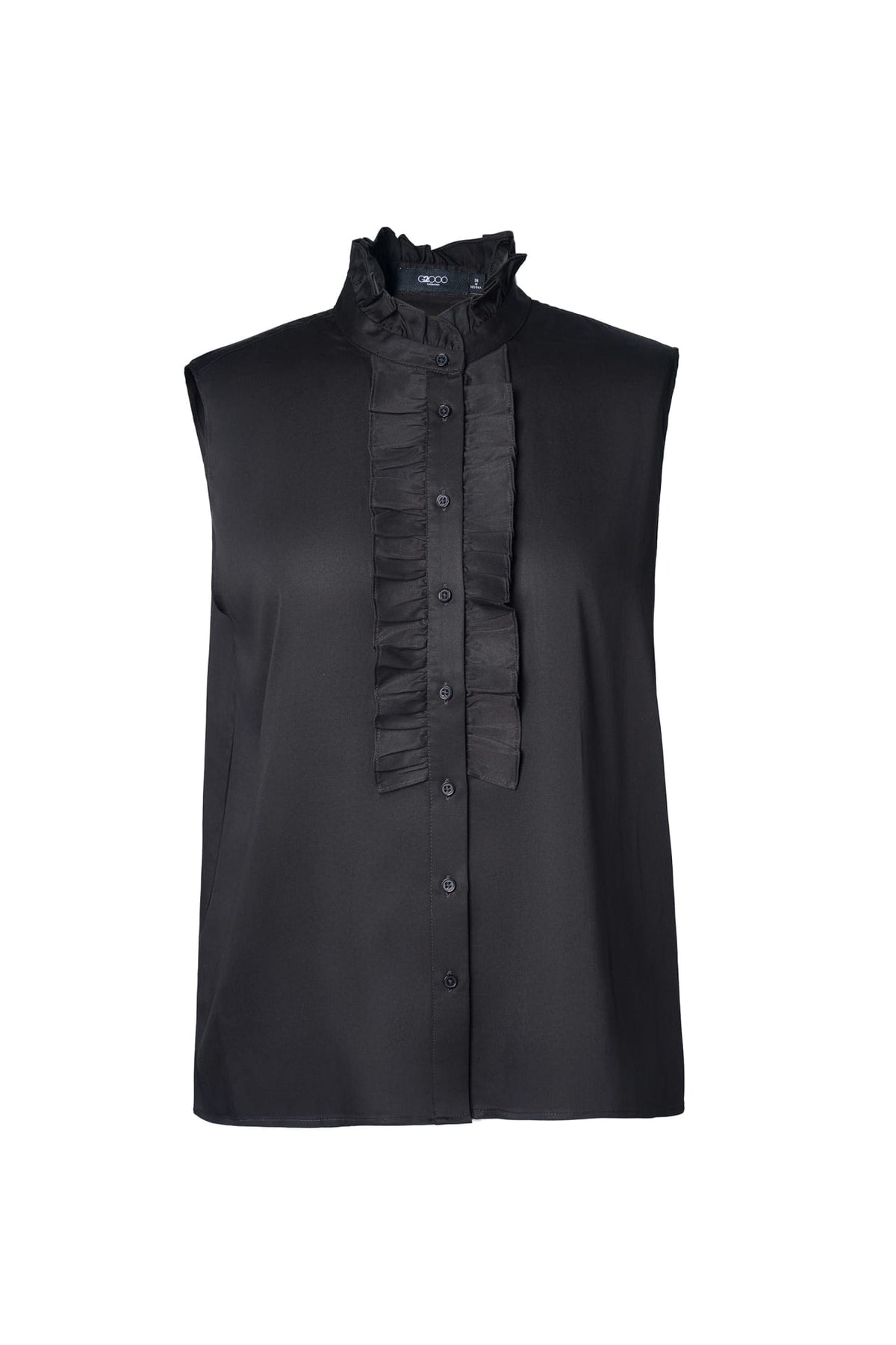 Lyocell Twill Regular Fit Stand Collar Sleeveless Blouse