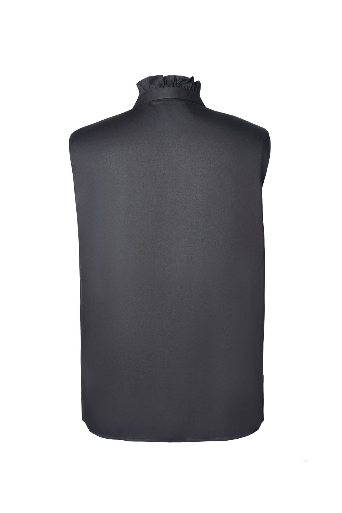 Lyocell Twill Regular Fit Stand Collar Sleeveless Blouse
