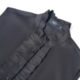 Lyocell Twill Regular Fit Stand Collar Short Sleeve Blouse