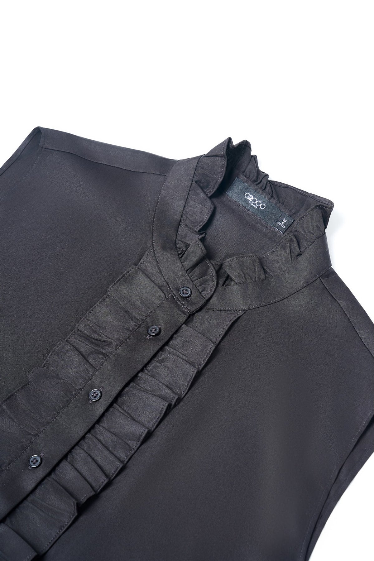 Lyocell Twill Regular Fit Stand Collar Sleeveless Blouse