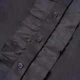 Lyocell Twill Regular Fit Stand Collar Short Sleeve Blouse