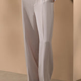 Poly Ottoman Straight Leg Suit Pants